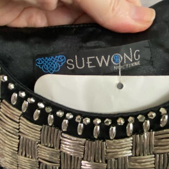 Sue Wong Black Beaded Sleeveless Cocktail Dress Size 6 - Picture 5 of 16